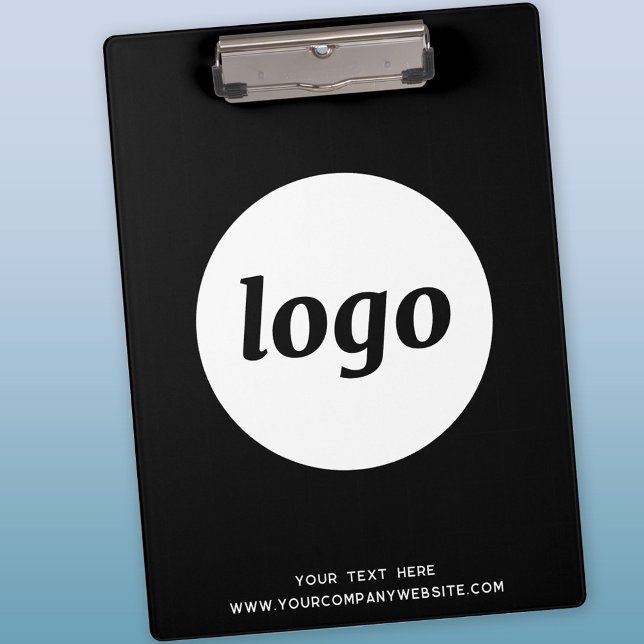 Porte-bloc Logo avec Porte - bloc commercial en noir et blanc (Logo and custom text business promotional clipboard)