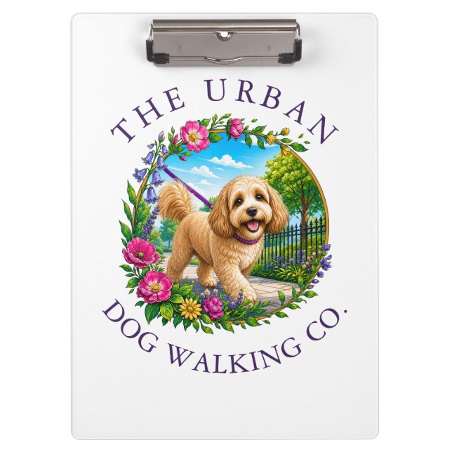Porte-bloc Logo de dresseur de promeneur de chien Cockapoo (Devant)