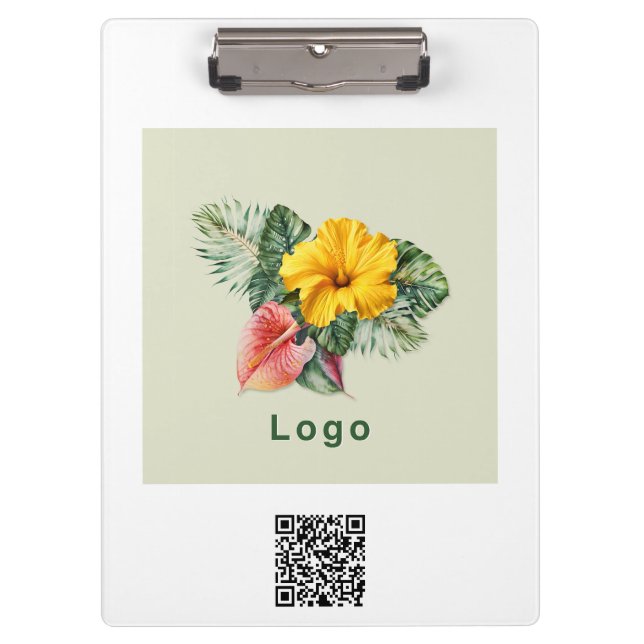 Porte-bloc Logo de l'entreprise et code QR sur objets publici (Devant)