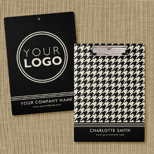Porte-bloc Logo de l'entreprise Houndstooth Black Off-white B