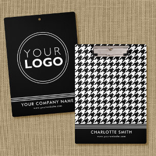 Porte-bloc Logo de l'entreprise Houndstooth Black White Busin
