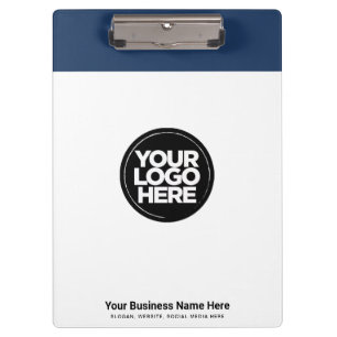 Porte-bloc Logo de votre entreprise bleu marine, slogan, site