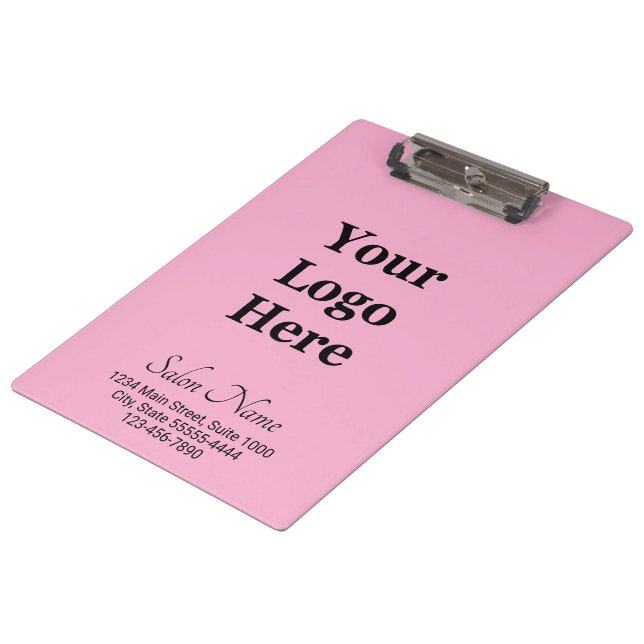 Porte-bloc Logo d'entreprise Light Rose Black Salon Nom Adres (Incliné)