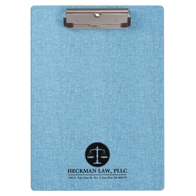 Porte-bloc Logo Justice Tissu Bleu Noir (Devant)