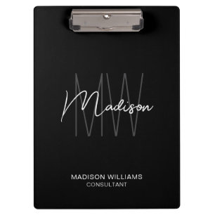 Porte-bloc Logo Monogramme Moderne Consultant Noir Blanc