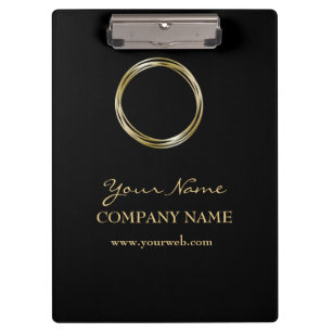 Porte-bloc LOGO noir minimaliste d'or d'anneau d'or noir de W