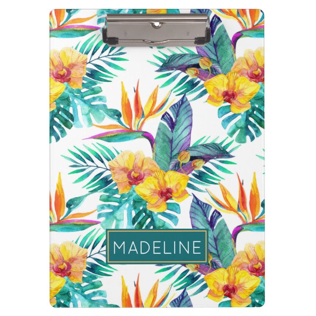 Porte-bloc L'oiseau du paradis et le motif | d'orchidée (Devant)