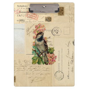 Porte-bloc L'oiseau vintage fleurit le porte - bloc français