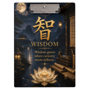 Porte-bloc Lotus avec caractère chinois 智 Sagesse 