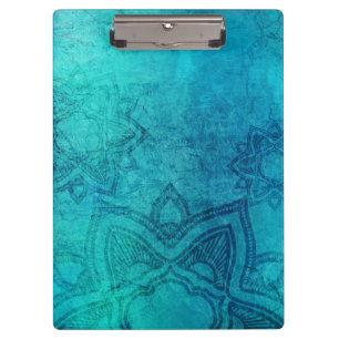 Porte-bloc Lotus texturé bleu