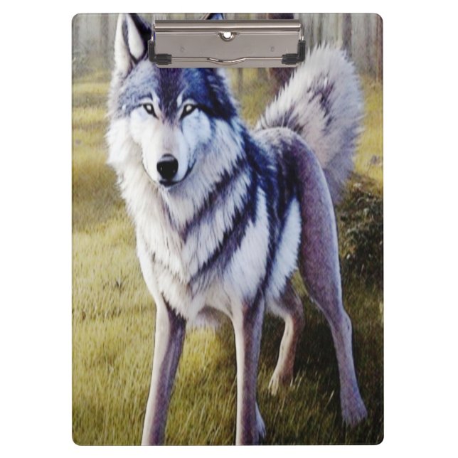 Porte-bloc Loup coloré debout (Devant)