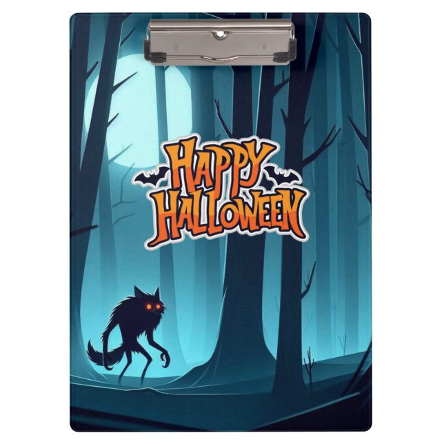 Porte-bloc Loup-garou d'Halloween et citrouilles (Devant)