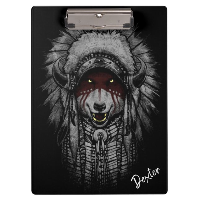 Porte-bloc Loup tribal (Devant)