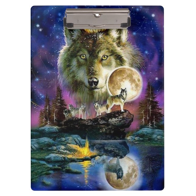 Porte-bloc Loups et Pleine lune (Devant)