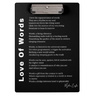 Porte-bloc Love Of Words poème poésie mur art poster noir