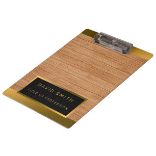 Porte-bloc Luxe 2in1 Gold Wood Carte de visite moderne &