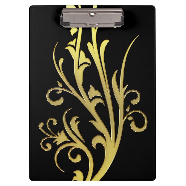 Porte-bloc Luxe Abstrait Fleur en Or Faux (Devant)