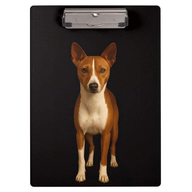 Porte-bloc Luxe Noir 4, Chien Basenji Élégant (Devant)