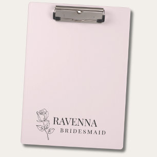 Porte-bloc Luxe Rose Pâle Rose Ligne d'Art Nom Personnalisé