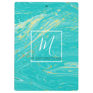 Porte-bloc Luxe Royal Marble Gold Blue Monogram Business