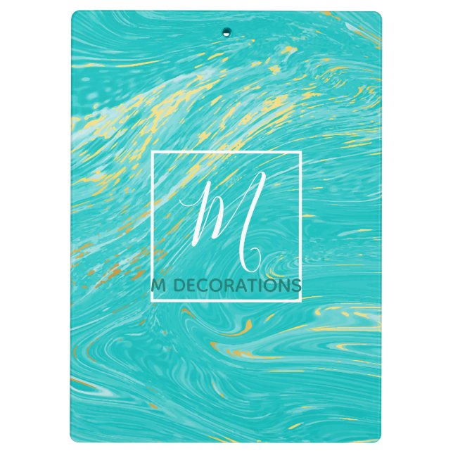 Porte-bloc Luxe Royal Marble Gold Blue Monogram Business (Dos)