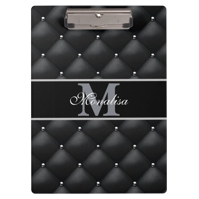 Porte-bloc luxurious black design monogramed personalized   (Devant)