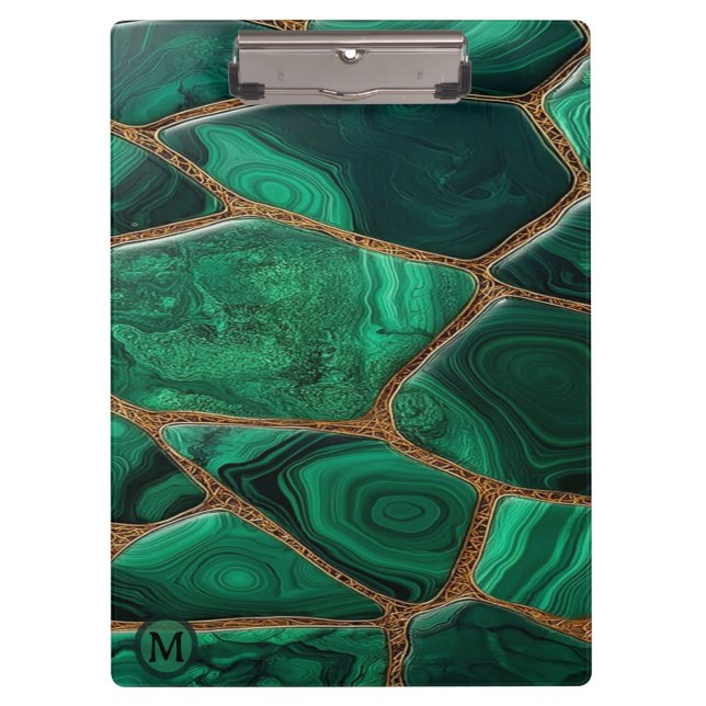 Porte-bloc Luxury Emerald Malachite Green Marble Abstract (Devant)