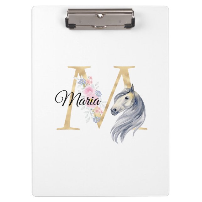 Porte-bloc M letter personalised name monogram with horse (Devant)