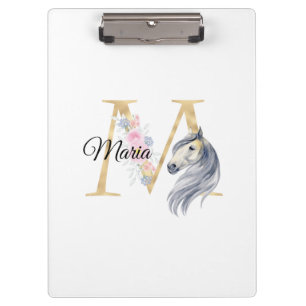 Porte-bloc M lettre nom personnalisé monogramme avec cheval 