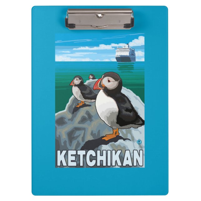 Porte-bloc Macareux et bateau de croisière - Ketchikan, (Devant)