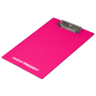 Porte-bloc Madame la Présidente typographie minimaliste rose