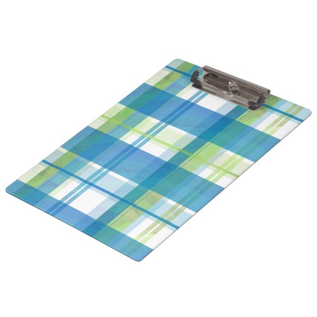 Porte-bloc Madras Plaid Green et Blue (Incliné)