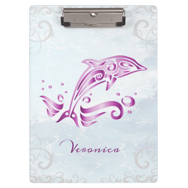 Porte-bloc Magenta Dolphin Personnalisé (Devant)
