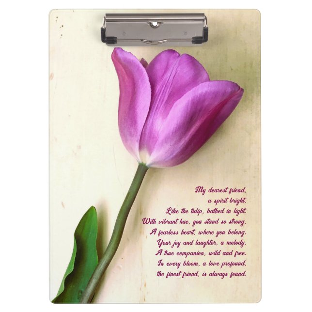 Porte-bloc Magenta Tulip poétique (Devant)