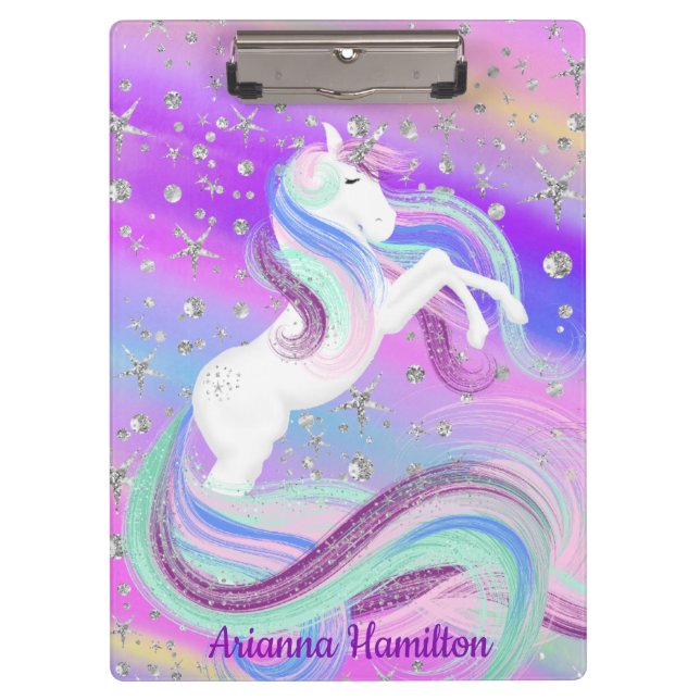 Porte-bloc Magique Unicorne Sparkly Silver Stars Porte - bloc (Devant)