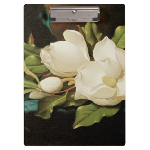 Porte-bloc Magnolias géant sur un tissu de velours bleu par M