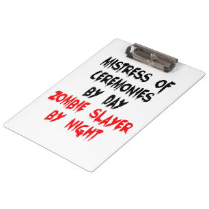 Porte-bloc Maîtresse de cérémonie Zombie plaisanterie