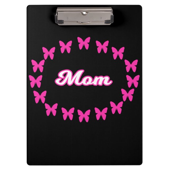 Porte-bloc Maman avec de jolis papillons roses (Devant)