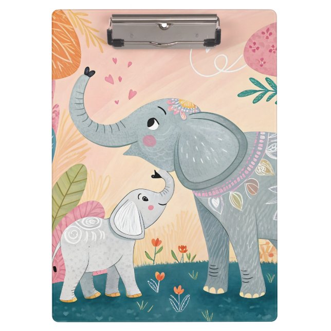 Porte-bloc Maman éléphant et bébé (Devant)