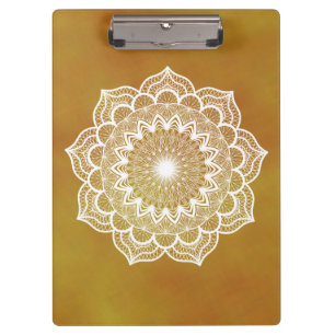 Porte-bloc Mandala blanc sur fond doré