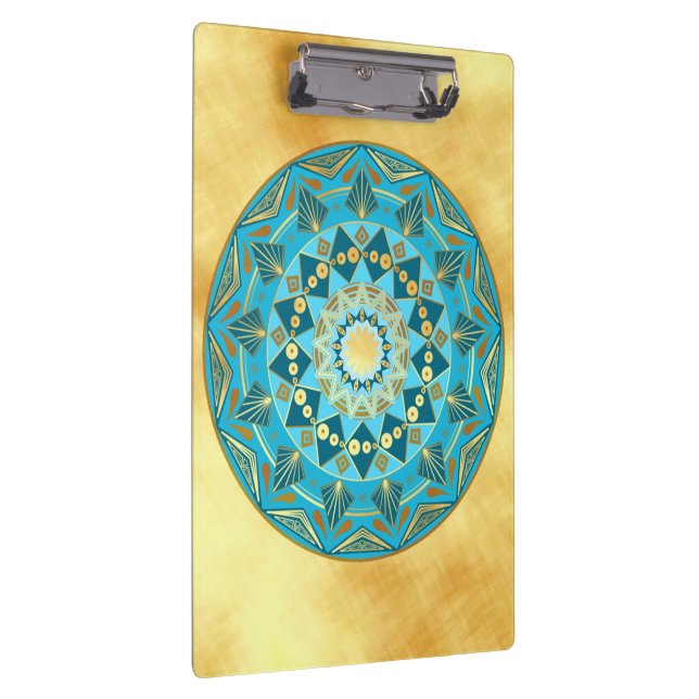 Porte-bloc Mandala bleu or sur fond or doux (Swatch)