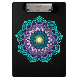 Porte-bloc Mandala Coloré sur Fond Noir