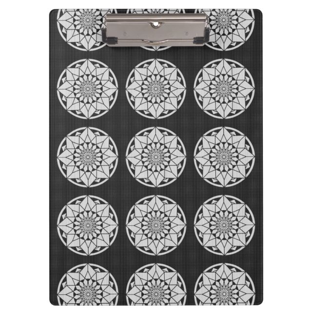 Porte-bloc Mandala étoilé tricot noir & blanc (Devant)