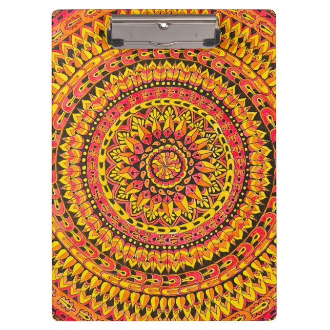 Porte-bloc Mandala Original Art couleur orange  (Devant)