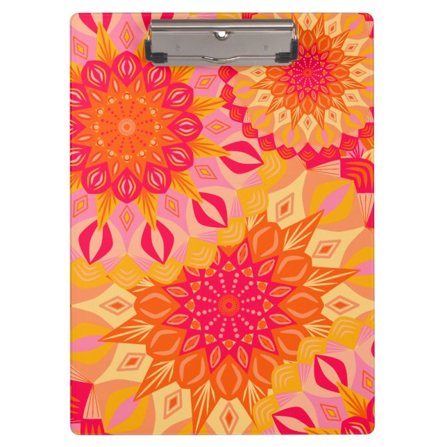 Porte-bloc Mandala Superposé Orange Rose Jaune (Devant)