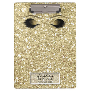 Porte-bloc Maquillage Pailleté Or Yeux Cils Glam Personnalisé