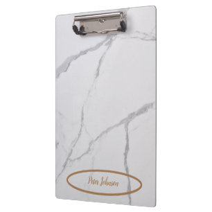 Porte-bloc Marbre Blanc Personnalisé Nom avec une touche prof
