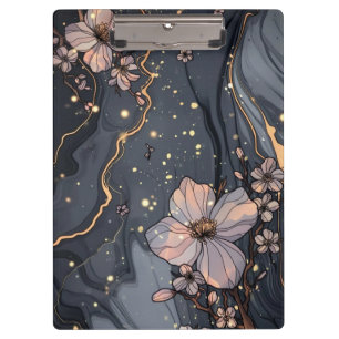 Porte-bloc Marbre et fleurs