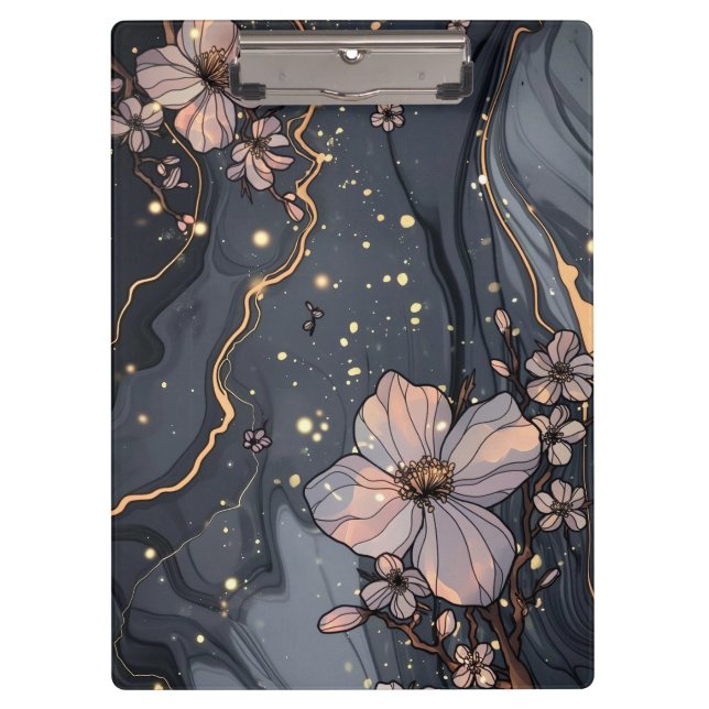 Porte-bloc Marbre et fleurs (Devant)