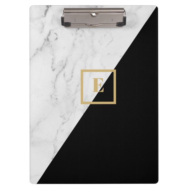 Porte-bloc Marbre géométrique moderne/Monogramme noir (Devant)